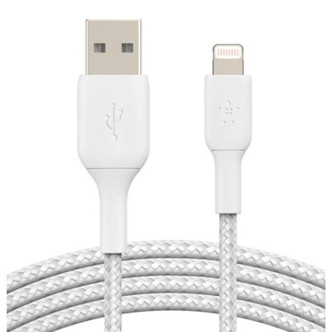 Belkin Braided Lightning to USB-A Cable | 2m | White | CAA002BT2MWH
