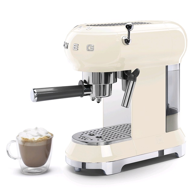 Smeg 50's Retro style Espresso Coffee Machine Cream | ECF01CRUK - Image 1 Smeg 50's Retro style Espresso Coffee Machine Cream | ECF01CRUK - Image 1