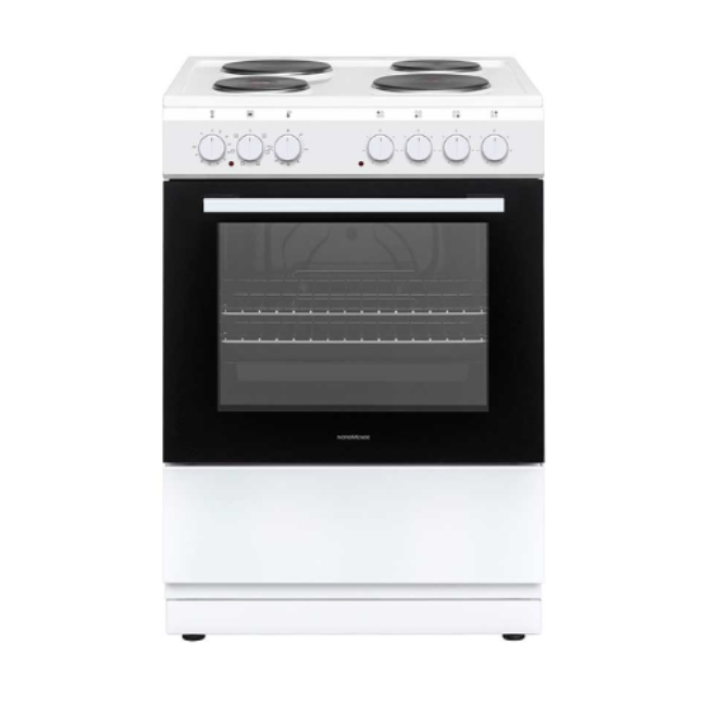 NordMende FS 60cm Single Cavity Electric Static Cooker with Solid Plates - White | CSE64WH