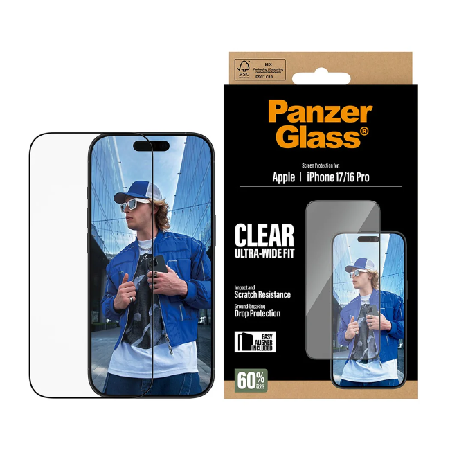 PanzerGlass Screen Protector iPhone 17 | iPhone 16 Pro | Ultra Wide Fit | PG30687