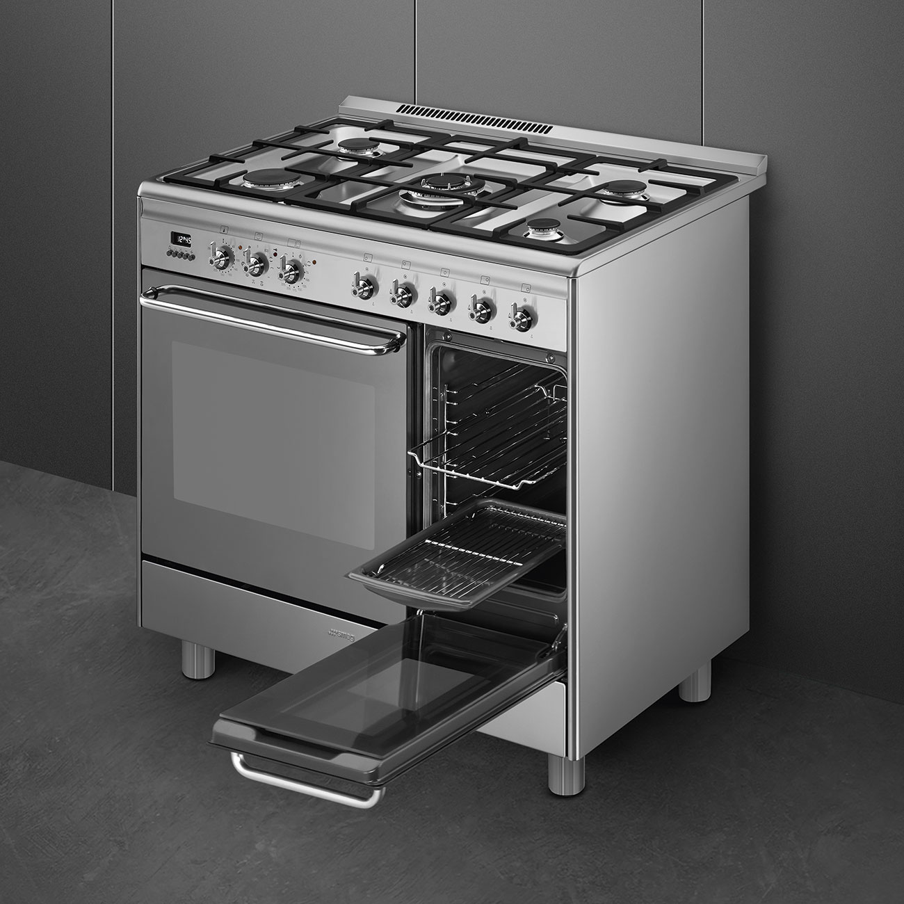Smeg 90cm Range Cooker with Gas Hob - Stainless steel | CG92PX9 - Image 3