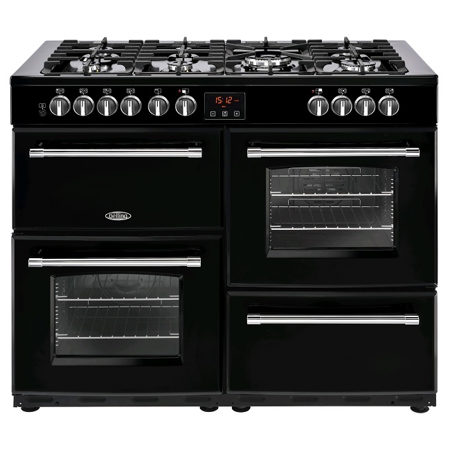 Belling Farmhouse 110cm Dual Fuel Range Cooker FH110DFT - Black Belling Farmhouse 110cm Dual Fuel Range Cooker FH110DFT - Black