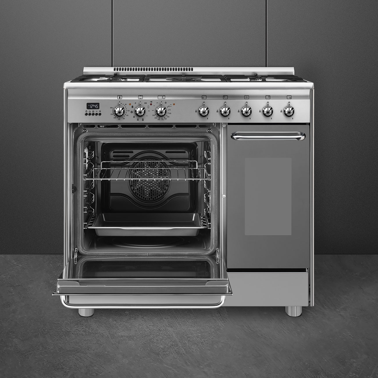 Smeg 90cm Range Cooker with Gas Hob - Stainless steel | CG92PX9 - Image 4