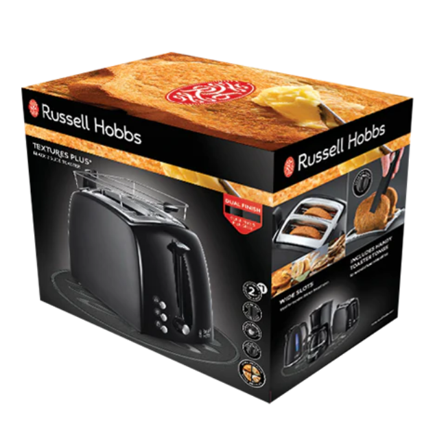 Russell Hobs Textures Plus 2 Slice Toaster | Black | 22601 - Image 6