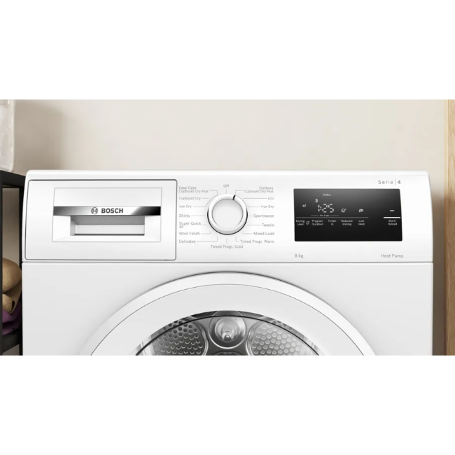 Bosch Series 4 Heat Pump Tumble Dryer 8 kg - White | WTH85225IE - Image 2