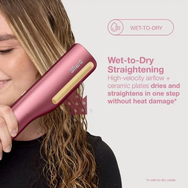 Shark SilkiPro Straight Hair Straightener + Dryer in One Tool - Rose Petal | HT401UKPK - Image 6