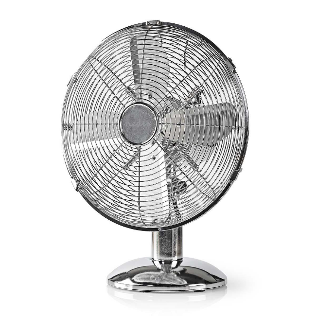 Nedis 12" Desk Fan 3 Speed Oscillating - Chrome | 291205 - Image 3