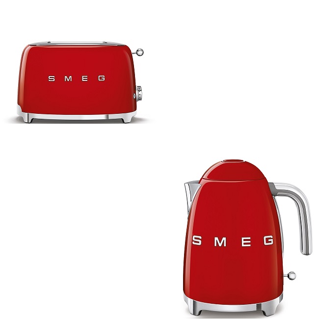 Smeg 50's Retro Kettle & 2 Slice Toaster Set- Red | KLF03RDUK + TSF01RDUK Smeg 50's Retro Kettle & 2 Slice Toaster Set- Red | KLF03RDUK + TSF01RDUK