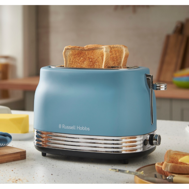 Russell Hobbs Hanley Retro 2 Slice Toaster | Blue | 28651 - Image 2