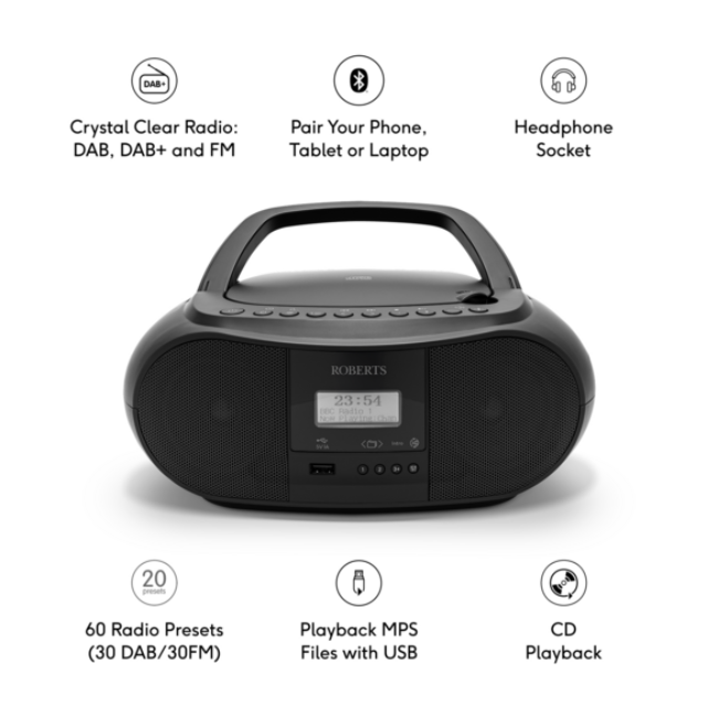 Roberts Zoombox 4 CD Player/Radio - Black | ZOOMBOX4BK - Image 5