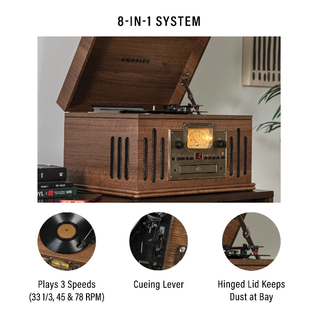 Crosley 8 In 1 Turntable 'The Musician' - Walnut | CR704B-WA4 - Image 3