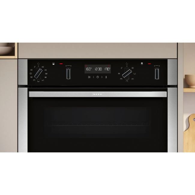 Neff N 50 Built-in Double Oven Pyrolytic - Black & Steel | U2ACH7AN7B - Image 2
