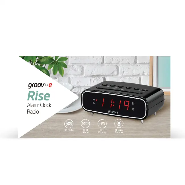 Groove Rise Alarm Clock Radio | Black | GVCR05BK - Image 2