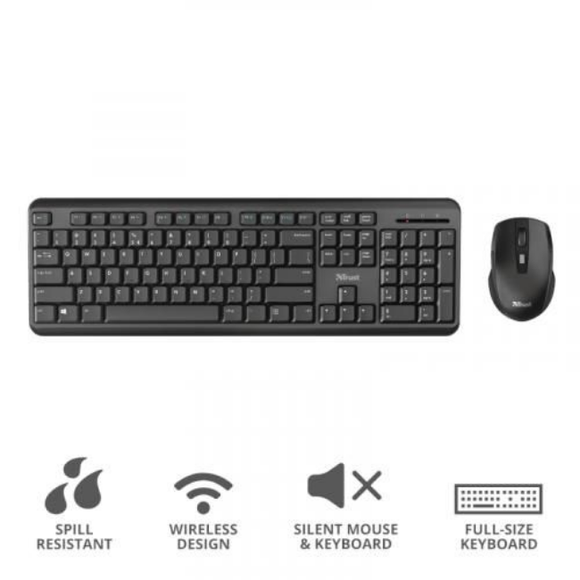 Trust Silent Wireless Keyboard & Mouse Set | T24153 Trust Silent Wireless Keyboard & Mouse Set | T24153