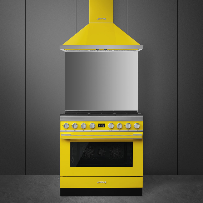 Smeg 90cm Range Cooker Duel Fuel - Yellow | CPF9GPYW - Image 3 Smeg 90cm Range Cooker Duel Fuel - Yellow | CPF9GPYW - Image 3