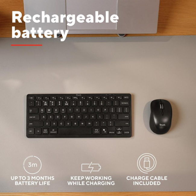 Trust Multi Device Bluetooth Keyboard | Black | T26192  - Image 4