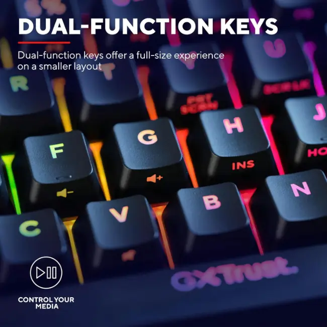 Trust GXT 867 Mini Gaming Keyboard | RGB Illumination | T24886 - Image 5