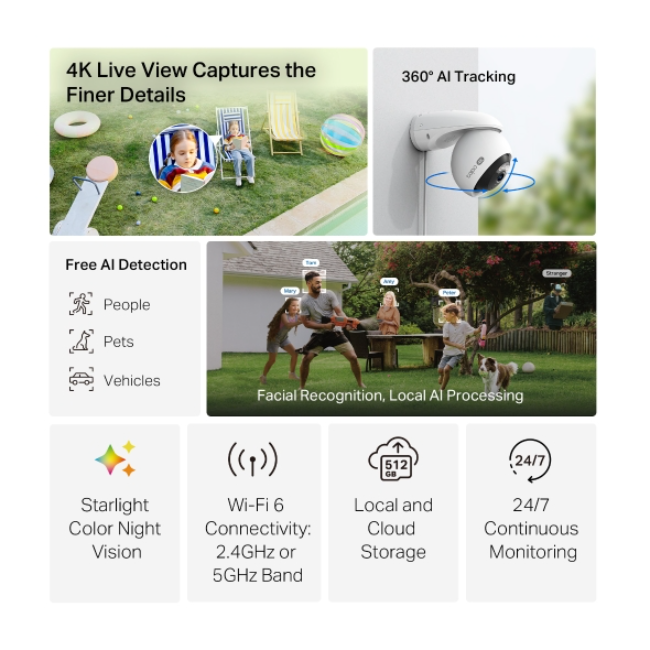 TP Link Tapo Home Security Camera|4k Pan /Tilt - White | TAPO-C560WS - Image 2