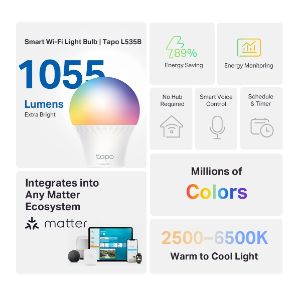 TP-Link L535B Smart WiFi Bulb - Multi Colour | TAPOL535B - Image 2