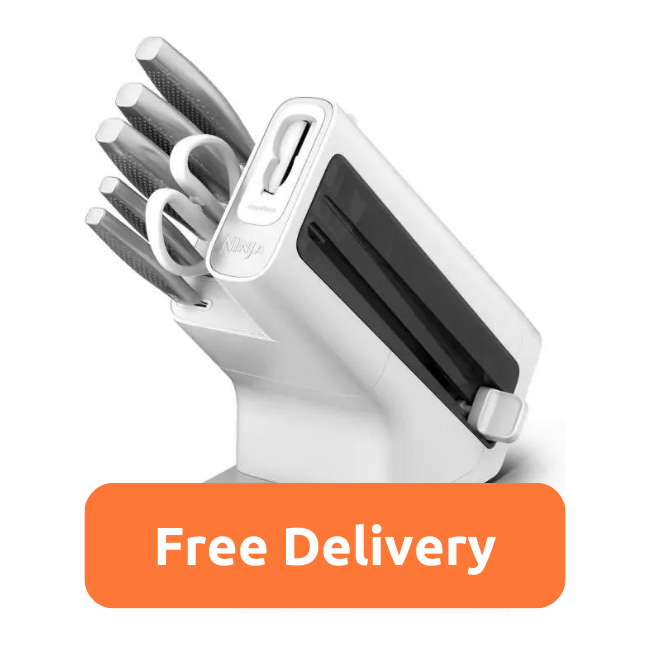 Ninja StaySharp Knife Block 6 Piece Set with Sharpener - White | K62006EUWH