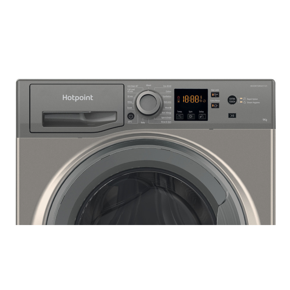 Hotpoint Anti-stain Washing Machine 9kg - Graphite | HNR9W64GGIRE - Image 5 Hotpoint Anti-stain Washing Machine 9kg - Graphite | HNR9W64GGIRE - Image 5