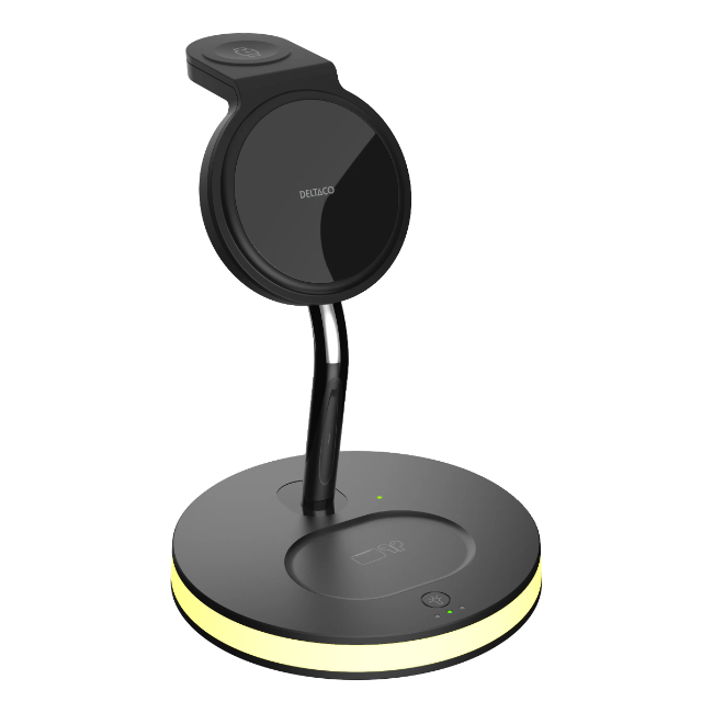 Deltaco 3-in-1 Wireless Charger - Black | QI1041 - Image 5