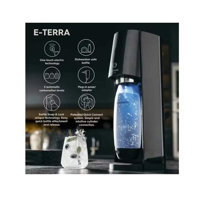 Sodastream E-Terra Sodamaker Starter Pack | Black | 1012911441 - Image 3 Sodastream E-Terra Sodamaker Starter Pack | Black | 1012911441 - Image 3