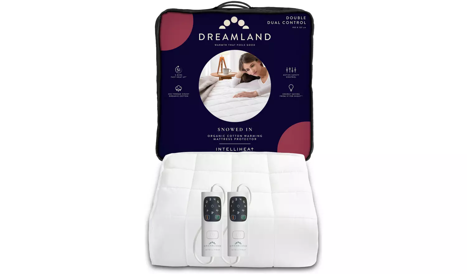 Dreamland Organic Cotton Electric Blanket - Double Size with Dual Control | 16888D Dreamland Organic Cotton Electric Blanket - Double Size with Dual Control | 16888D