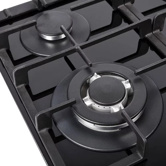 Nordmende 60cm 4 x Burner Gas Hob Cast Iron Pan Supports - Black | HGX603BGL - Image 4