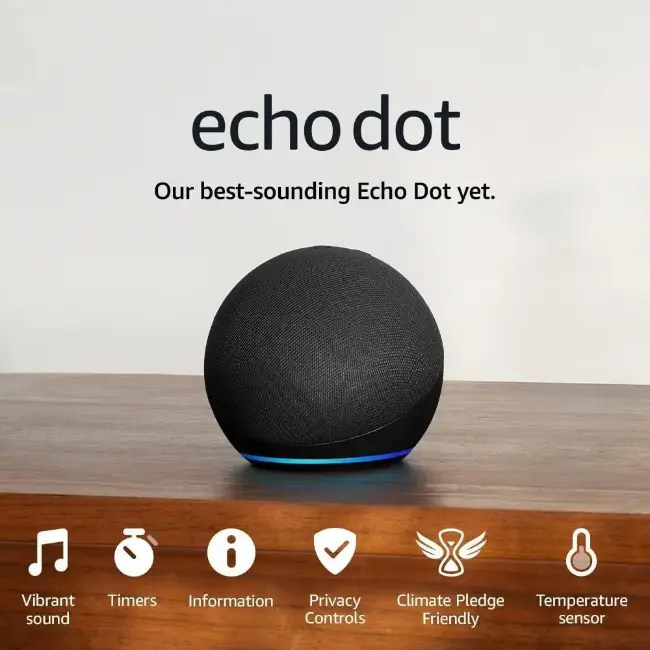 Amazon Echo Dot 5th Gen Smart Speaker with Alexa | Charcoal | ECDOT - Image 2