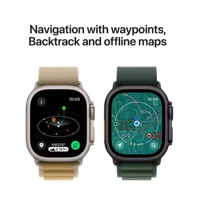 Apple Watch Ultra 2 | 49mm | Black Titanium Case with Dark Green Alpine Loop | Large | MX4T3QA-A - Image 6