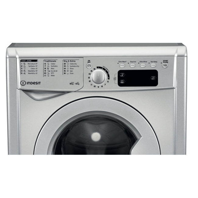 Indesit Freestanding Washer-Dryer 8+6kg 1400sp - Silver | EWDE861483SUK - Image 2