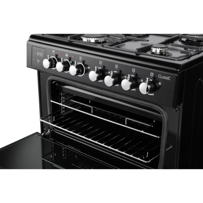 Rangemaster Classic 60cm Dual Fuel Cooker Black & Chrome | CLA60DFFBL/C - Image 2
