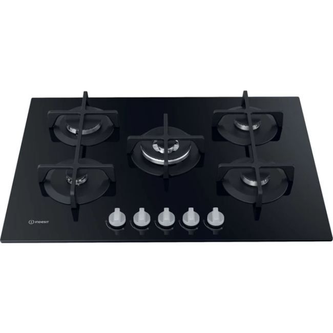 Indesit 73cm Gas on Black Glass Hob with 5 Burners | ING 72T/BK Indesit 73cm Gas on Black Glass Hob with 5 Burners | ING 72T/BK