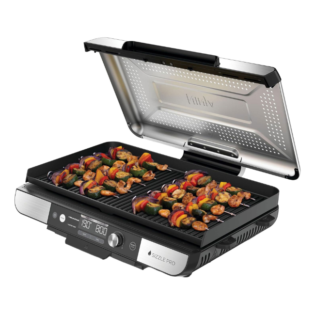 Ninja Sizzle Pro Xl Grill & Flat Plate - Silver/Black | GX101UK