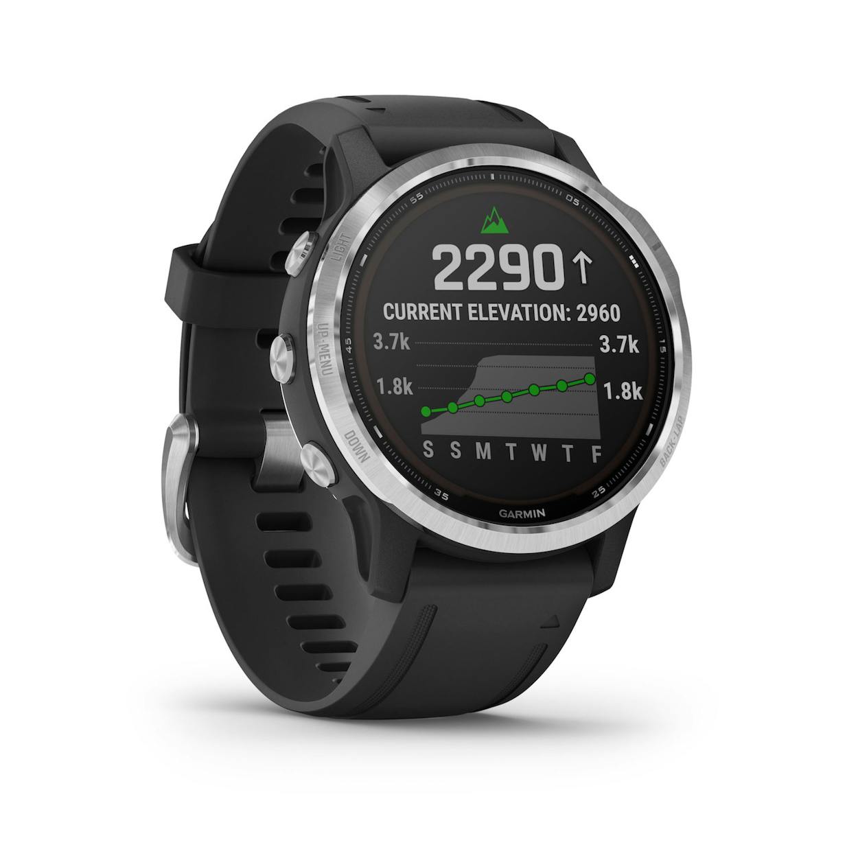 Garmin Fenix 6S Solar Smartwatch - Silver with Black Band | 010-02409-00 - Image 2