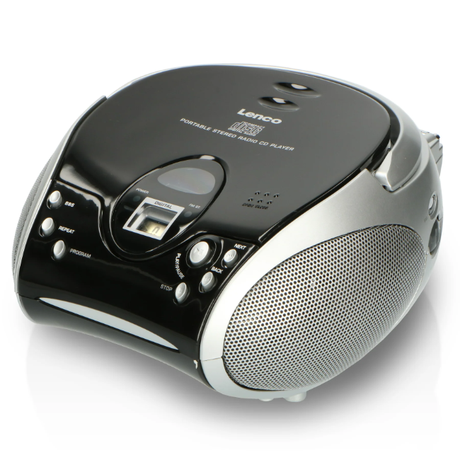 Lenco Portable FM Radio With Cd Player | Black & Silver | SCD-24-BLACK