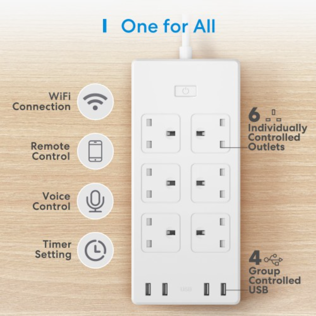 Meross 6 Gang Smart Extension Lead | MSS426HK-UK - Image 2