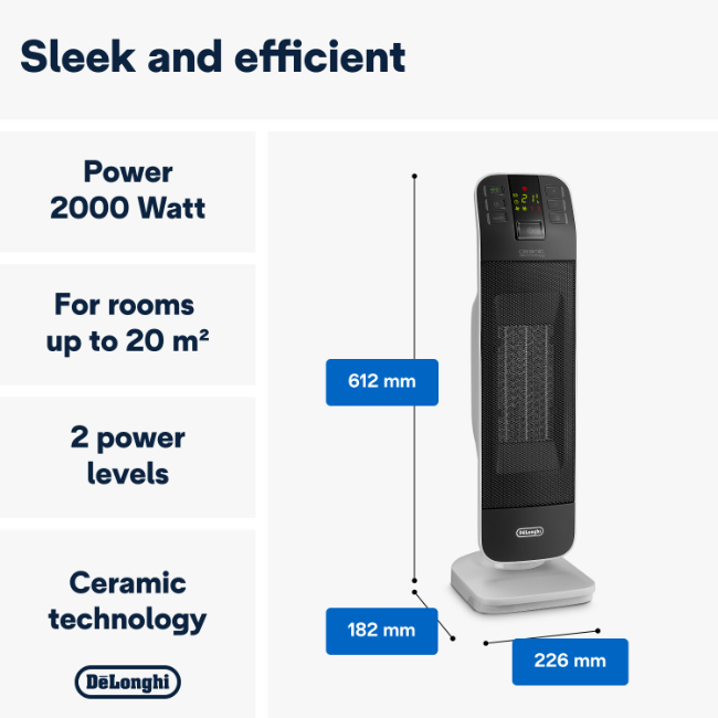 Delonghi Bend Line Ceramic Fan Heater - Black | HFX65V20 - Image 7