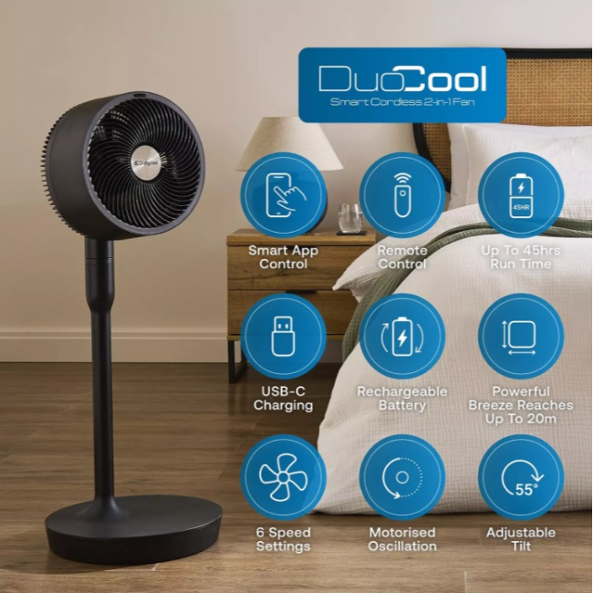 Dimplex DuoCool Smart 2-in-1 Cordless Fan | Black | DXRCF001 - Image 5