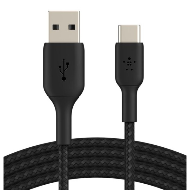 Braided USB-A to USB-C Cable 15W | 1M | Black | CAB002BT1MBK