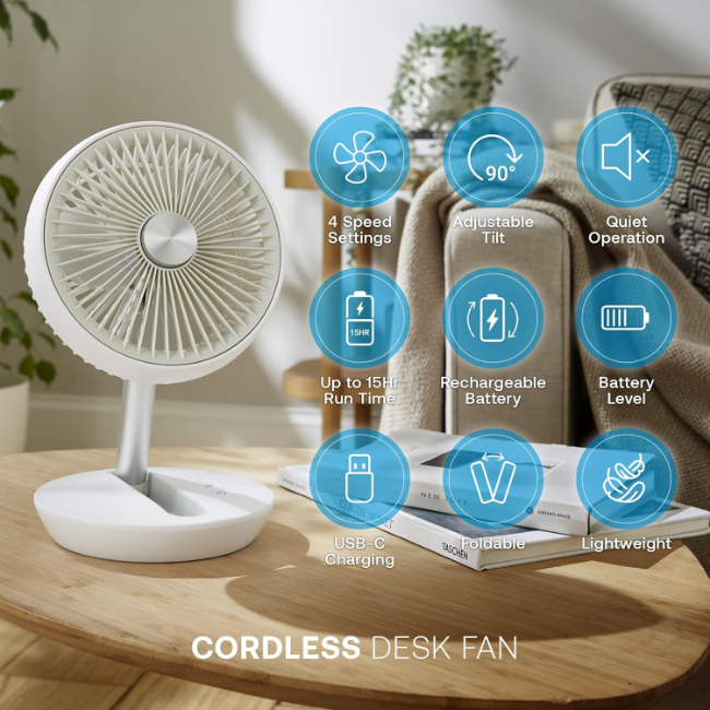Dimplex Rechargeable Desk Fan | White | DXRCFN - Image 9