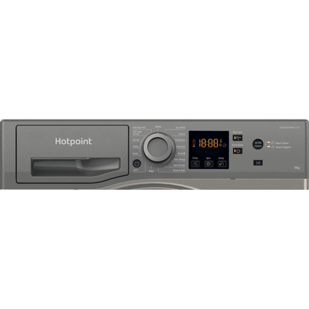 Hotpoint Anti-stain Washing Machine 9kg - Graphite | HNR9W64GGIRE - Image 4 Hotpoint Anti-stain Washing Machine 9kg - Graphite | HNR9W64GGIRE - Image 4