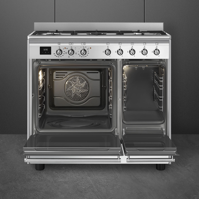 Smeg 90cm Range Cooker Dual Fuel - Stainless Steel | CX92GM - Image 3
