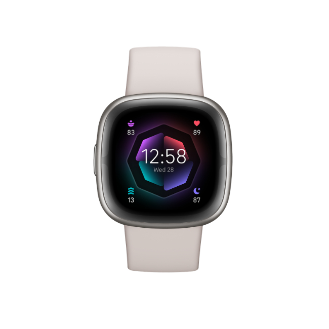 Fitbit Sense 2 Health & Fitness Smartwatch - Lunar White / Platinum Aluminum | FB521SRWT - Image 3