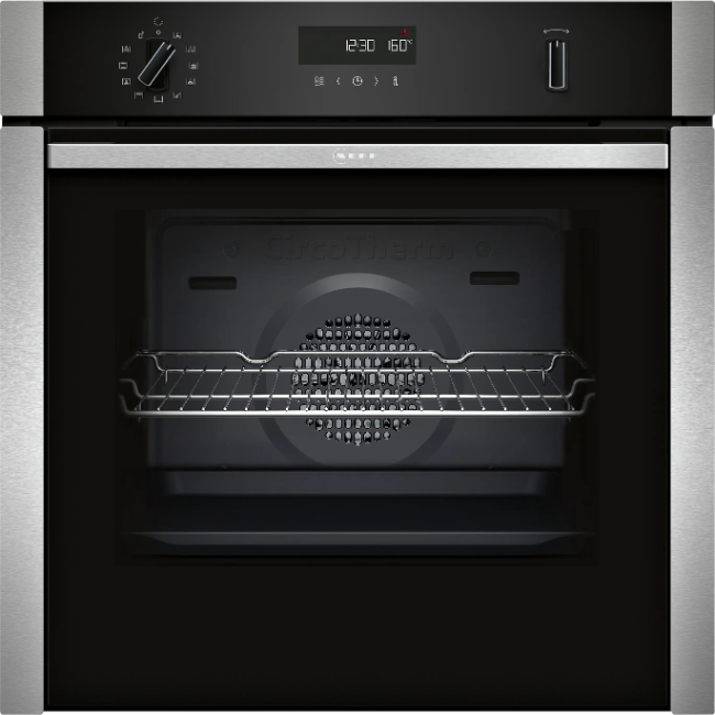 Neff N50 Built-In Single Oven Slide & Hide - Black / Stainless Steel | B6ACH7AN7B