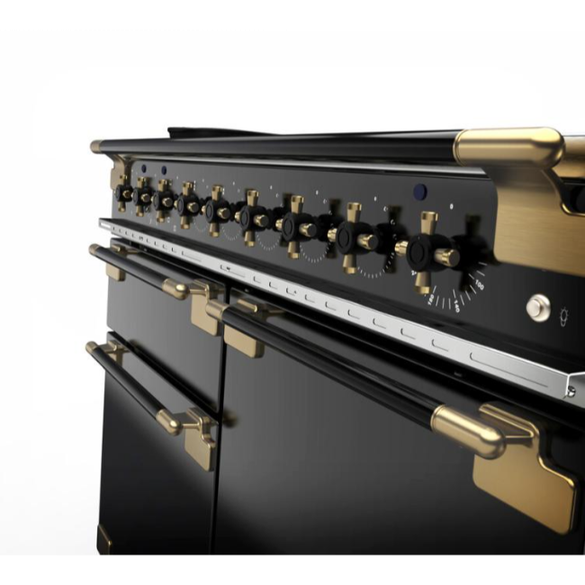 Rangemaster Elise Luxe 90 Dual Fuel Range Cooker  - Black & Brass | ELS90DFFGB-BE - Image 4