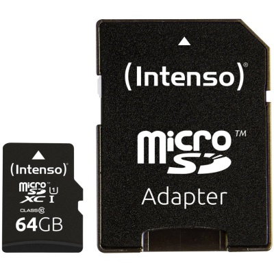 Intenso 64GB Micro SD Card With Adaptor | 3433490 Intenso 64GB Micro SD Card With Adaptor | 3433490