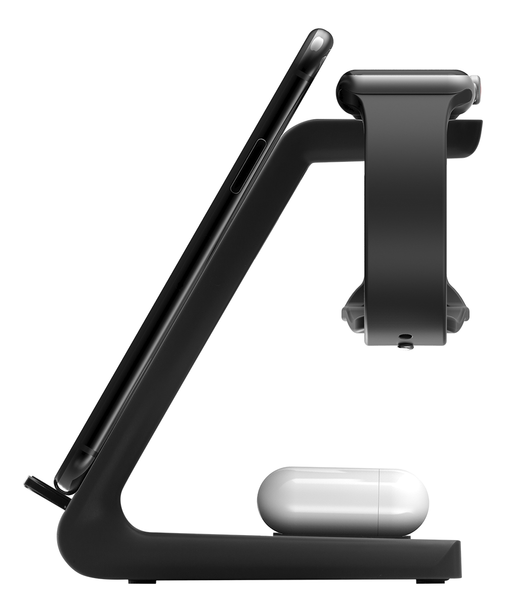 Deltaco 3-in-1 Wireless Charger - Black | QI1041 - Image 2