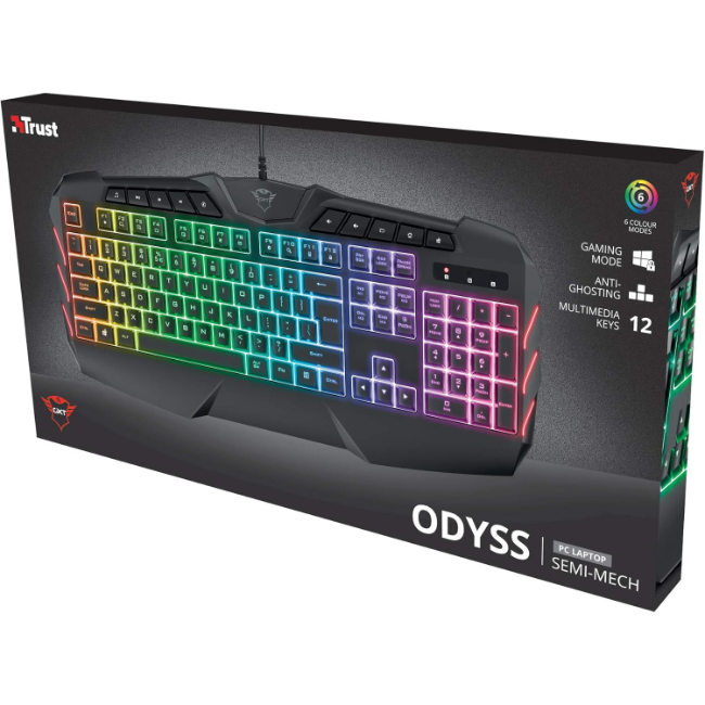 Trust Odyss Semi-Mechanical Gaming Keyboard | Black | T23916 - Image 9